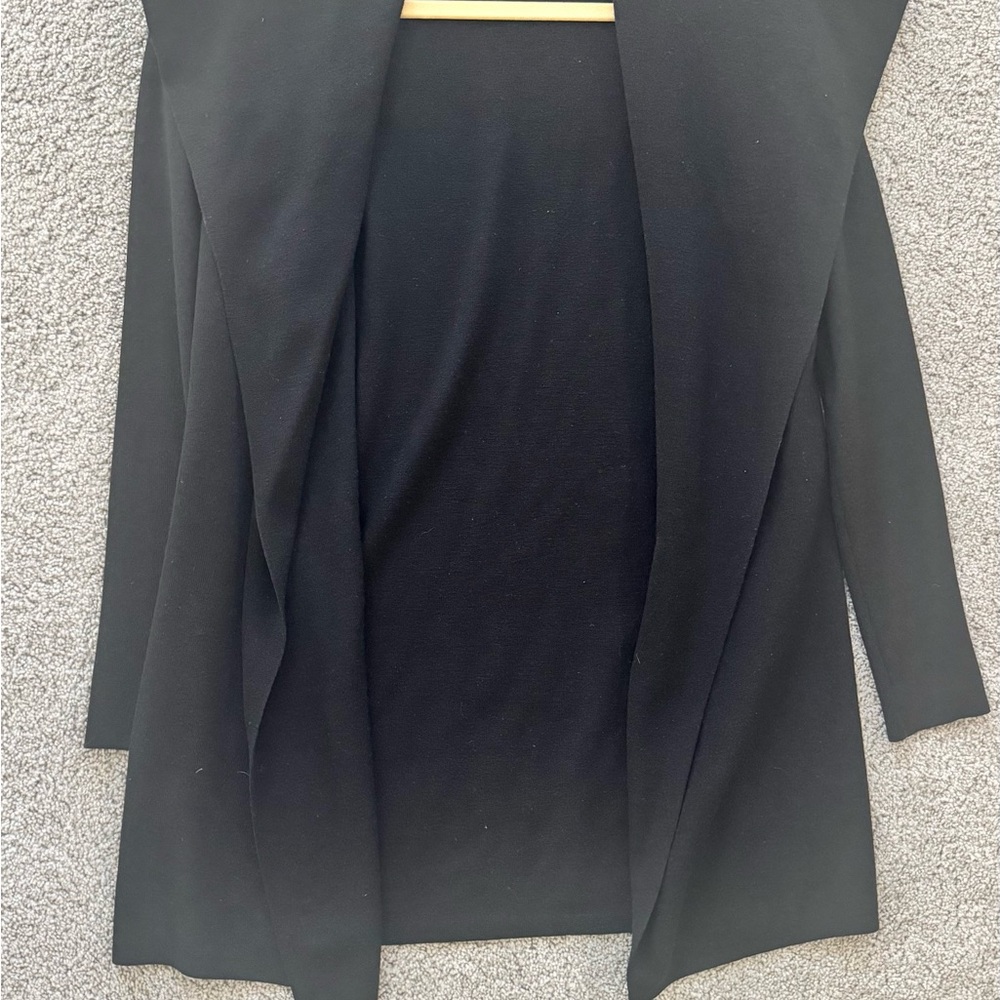Theory Stretch Open Front Wool Cardigan/Sweater, Black - Picture 12 of 15